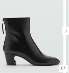 NWT Mango Mng Sz 38 / US 7.5 Black Leather Claire Ankle Boots